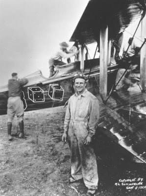 Lt. James Harold 'Jimmy' Doolittle in front of his airplane.