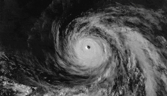 Satellite image of a hurricane.