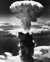 Atomic bomb mushroom cloud over Hiroshima, Japan.