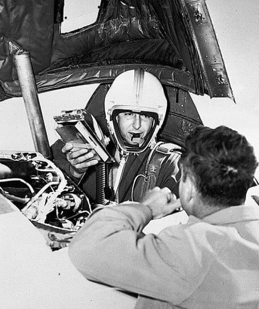 Albert Scott Crossfield in the cockpit of a Douglas D-558-II Skyrocket.