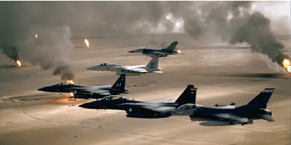 Fighter jets flying in formation.
