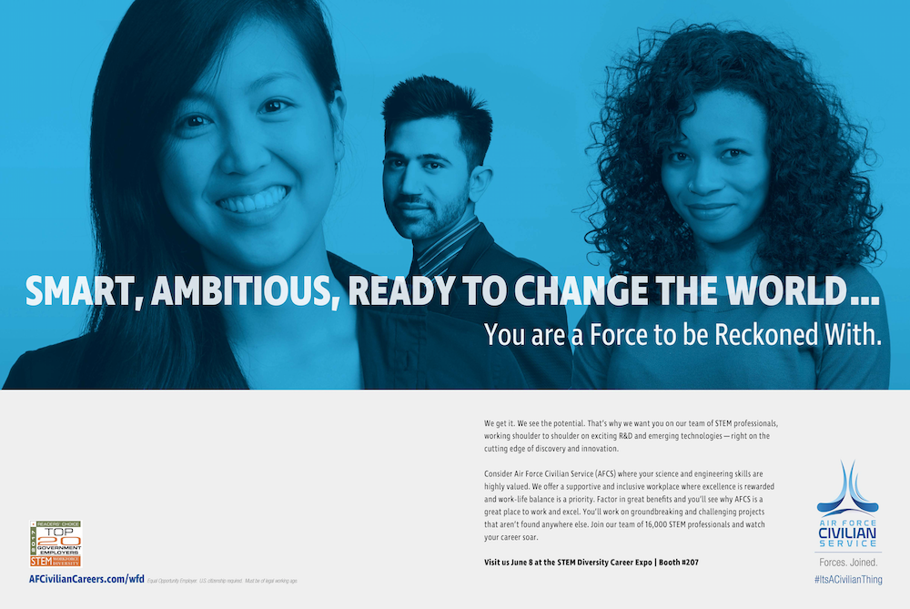 Three people with the title 'Smart, Ambitious, Ready to Change the World... You are a force to be reckoned with.