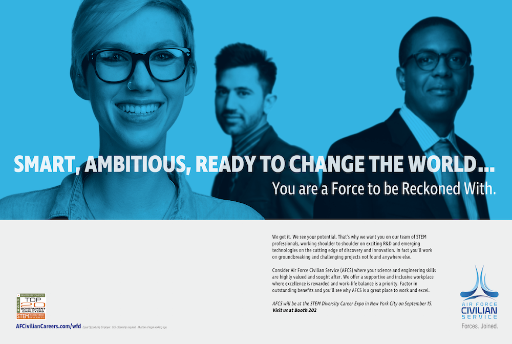 Three people with the title 'Smart, Ambitious, Ready to Change the World... You are a force to be reckoned with.
