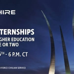 Aim Hire Episode 2: AFCS Internships Turning Higher Education Up a Degree or Two. A three pronged sculpture extends into the sky.