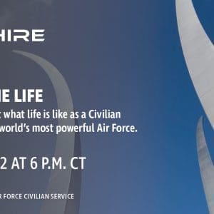 Aim Hire Episode 6: Living the Life, An inside look at what life is like as a Civilian working for the world's most powerful Air Force. A three pronged sculpture extends into the sky.
