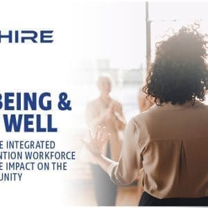 Aim Hire Episode 33: Wellbeing & Being Well. A Look into the Integrated Primary Prevention Workforce and its Positive Impact on the Military Comunity. A woman standing in front of four other women.