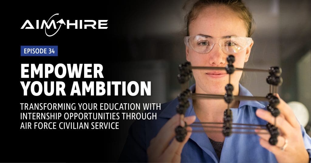 Aim Hire Episode 34: Empower Your Ambition, Transforming Your Education with Internship Opportunities. A woman wearing safety glasses.